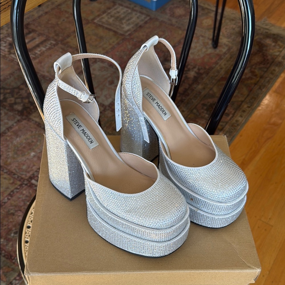 Steve Madden Silver Platform Heels